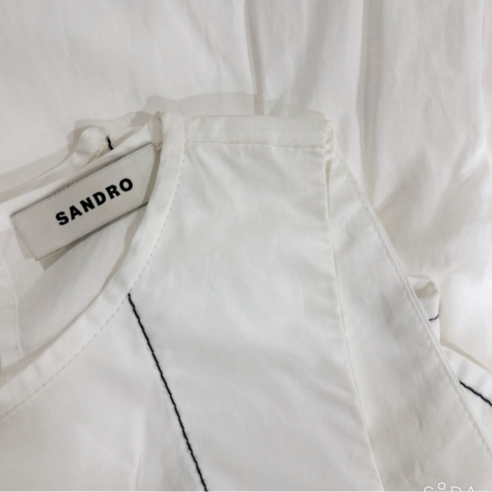 Sandro NWT White Midi Dress with Floral Detail - Picture 7 of 7